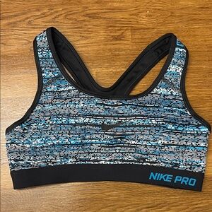 Nike Pro Women's Sports Bra - Black and Blue Pattern